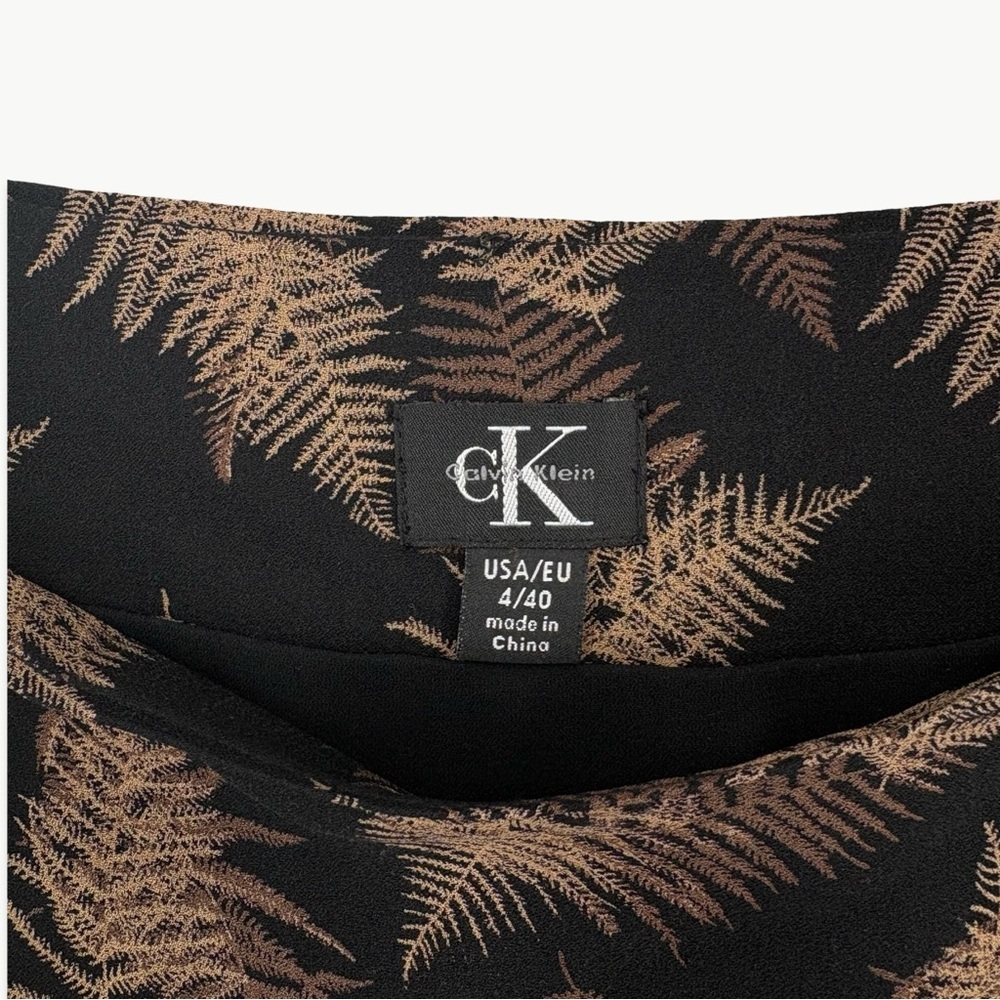 Vintage Calvin Klein Silk Maxi Skirt Bias Cut 90s Minimalist Size 4 Black Tan - Picture 2 of 16